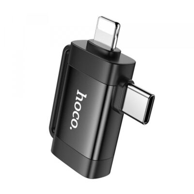 Adaptor OTG USB-C / Lightning – USB-A HOCO UA31F, Negru