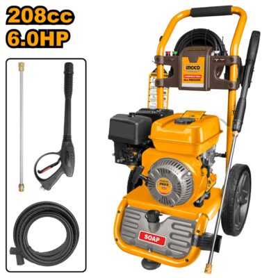 Aparat de Spalat cu Presiune INGCO GHPW2003E, Motor Benzina 6.0CP 208cc, Presiune 214 Bar, Debit 8.7L/min si Furtun 7.6m