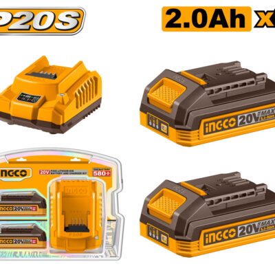 Baterie (Acumulator) 20V 2Ah Set 2 buc cu Incarcator (nou) INGCO FBCPK2212E