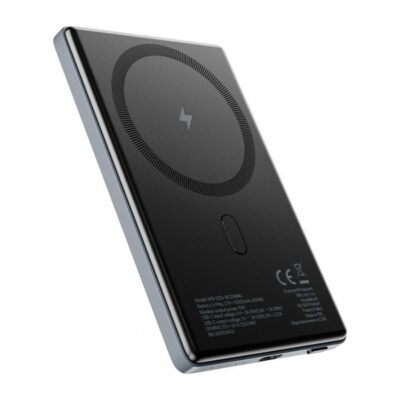 Baterie Externa Wireless Allity. APB-300, 5000mAh, 20W, PD + FQI, 1 x QI – 1 x USB-C, Gri