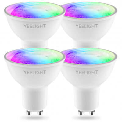 Bec LED Yeelight W1, Wi-Fi, GU10, 4.5W, 2700K – 6500K, 350lm, Set 4 bucati, Multicolor YLDP004-A