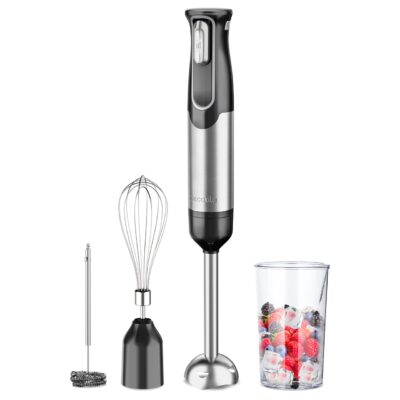 Blender Mixer cu Baterie 4 in 1 Negru/Inox