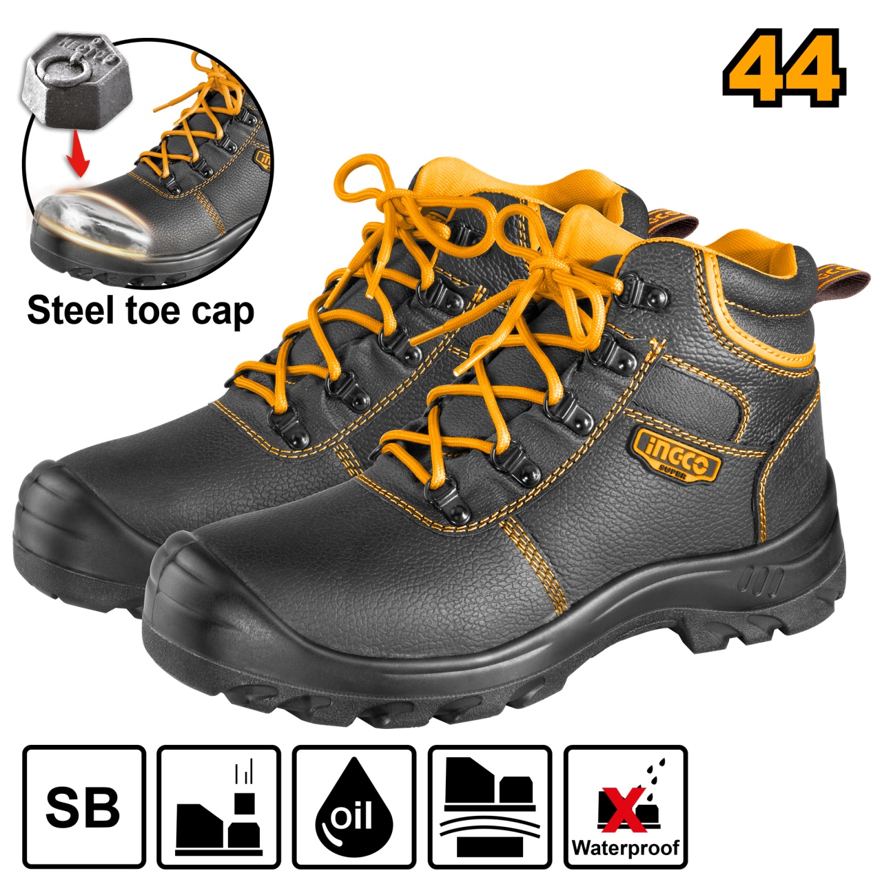 Bocanci Protectie Negri cu Varf Metalic 43 INGCO SSH04SB.43