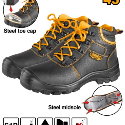 Bocanci Protectie Negri cu Varf Talpa Metalica 43 INGCO SSH04S1P.43