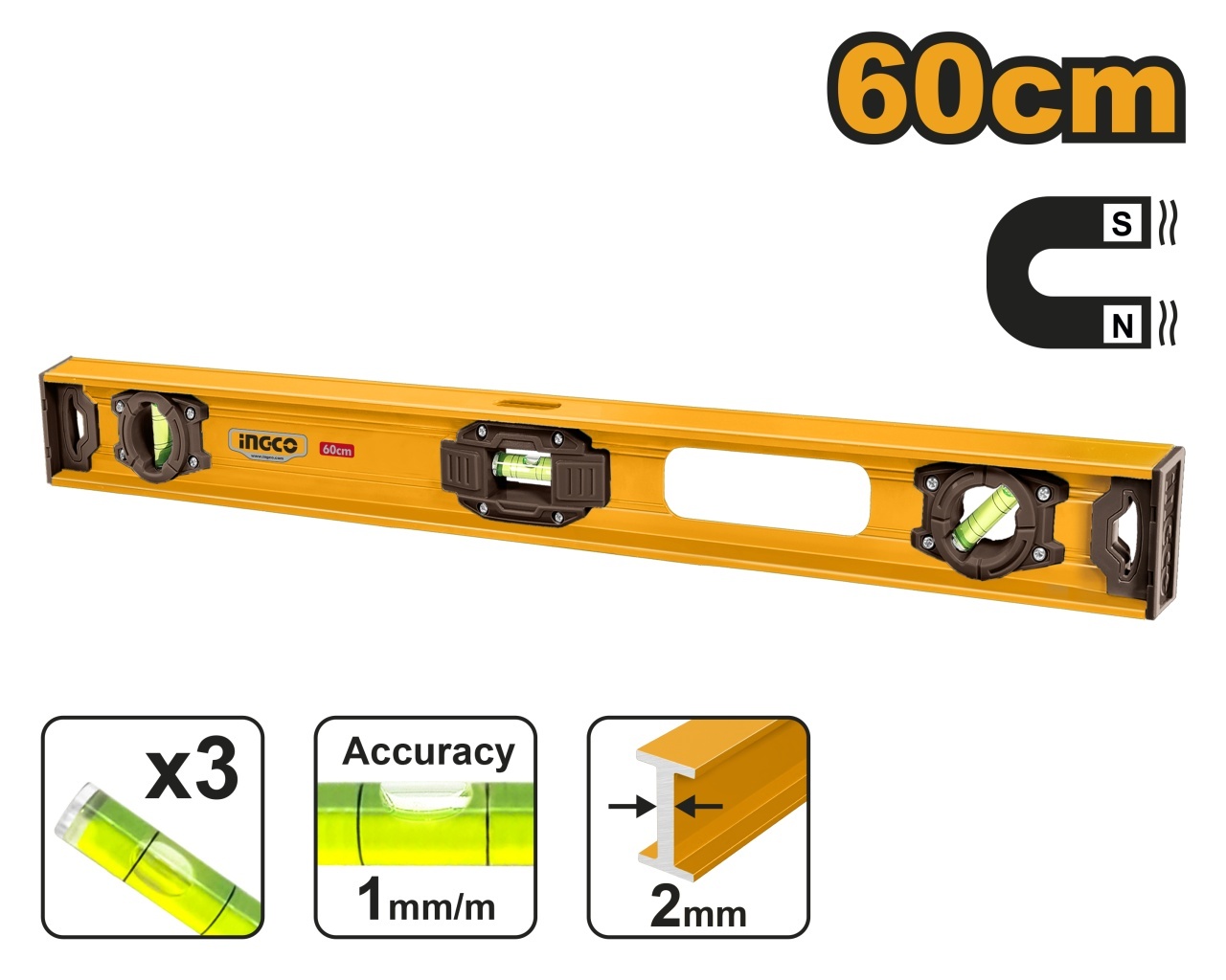 Boloboc 120cm Magnetic cu Protectie INGCO HSL28120