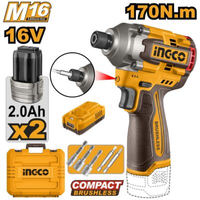 Bormasina 16V 170Nm cu Impact INGCO CIRLI16178