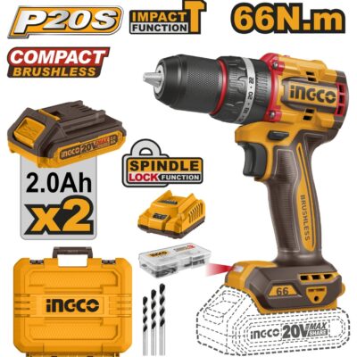 Bormasina 20V cu Impact 66Nm cu 2 Acumulatori