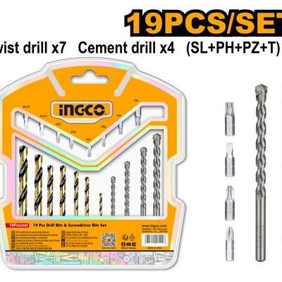 Burghie Metal ,Beton si Bits Set 19buc INGCO AKSDB1901