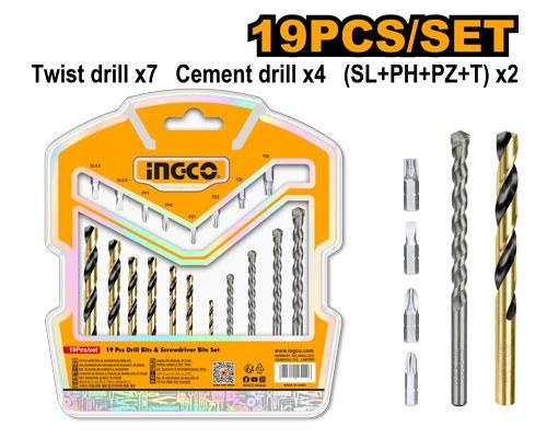 Burghie Metal ,Beton si Bits Set 19buc INGCO AKSDB1901
