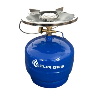 Butelie Gaz 2kg 4.8L EurGas cu Arzator pentru Camping, Pescuit si Gatit in Aer Liber, Portabila si Usor de Transportat cu Consum Eficient