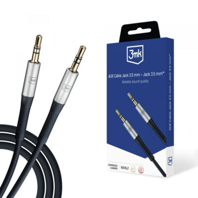 Cablu Audio 3.5mm – 3.5mm 3MK, 1m, Negru