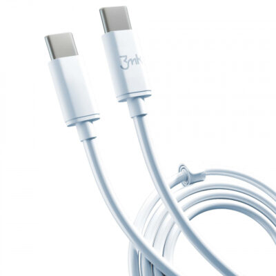 Cablu Date si Incarcare USB-C – USB-C 3MK Hyper, 100W, 2m, Alb