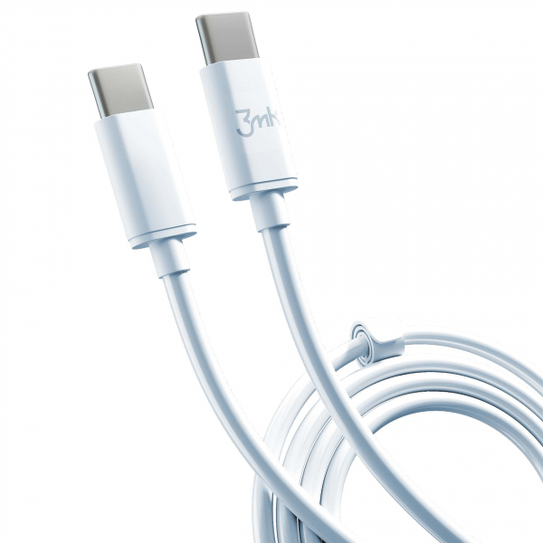 Cablu Date si Incarcare USB-C – USB-C 3MK Hyper, 100W, 2m, Alb