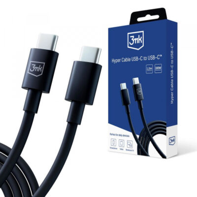Cablu Date si Incarcare USB-C – USB-C 3MK Hyper, 100W, 1.2m, Negru