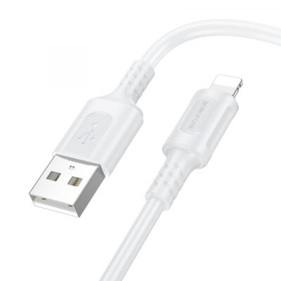 Cablu Date si Incarcare USB-A – Lightning Borofone BX111 Feliz, 18W, 1m, Alb