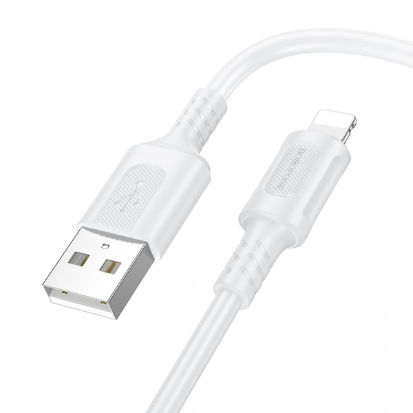 Cablu Date si Incarcare USB-A – Lightning Borofone BX111 Feliz, 18W, 1m, Alb