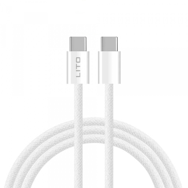 Cablu Date si Incarcare USB-C – USB-C Lito LD04CC, 60W, 2m, Alb