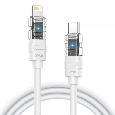 Cablu Date si Incarcare USB-C – Lightning Lito LD05, 27W, 1m, Alb