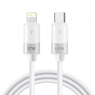 Cablu Date si Incarcare USB-C – Lightning Lito LD07, 27W, 1m, Alb