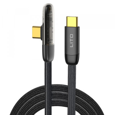 Cablu Date si Incarcare USB-C – USB-C Lito LD11CC, 60W, 1m, Negru