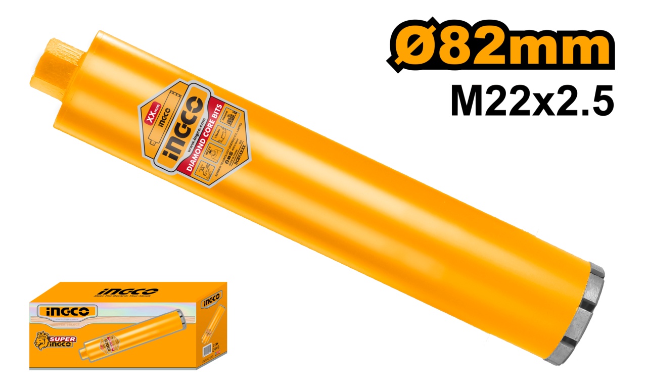 Carota diamantata segmentata 52x450mm M22 INGCO DCB580528, carota beton armat profesionala sudata laser