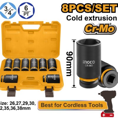Chei Tubulare Impact 3/4 Set 8buc INGCO HKISSD34082L