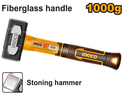 Ciocan Drept 1.5kg INGCO HSTH81500 cu Maner Fibra de Sticla Profesional pentru Zidarie si Constructii, Cap Otel Forjat Rezistent