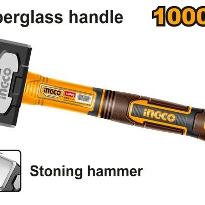 Ciocan Drept 2kg INGCO HSTH82000 cu Maner Fibra de Sticla Profesional pentru Zidarie si Constructii, Cap Otel Forjat Rezistent