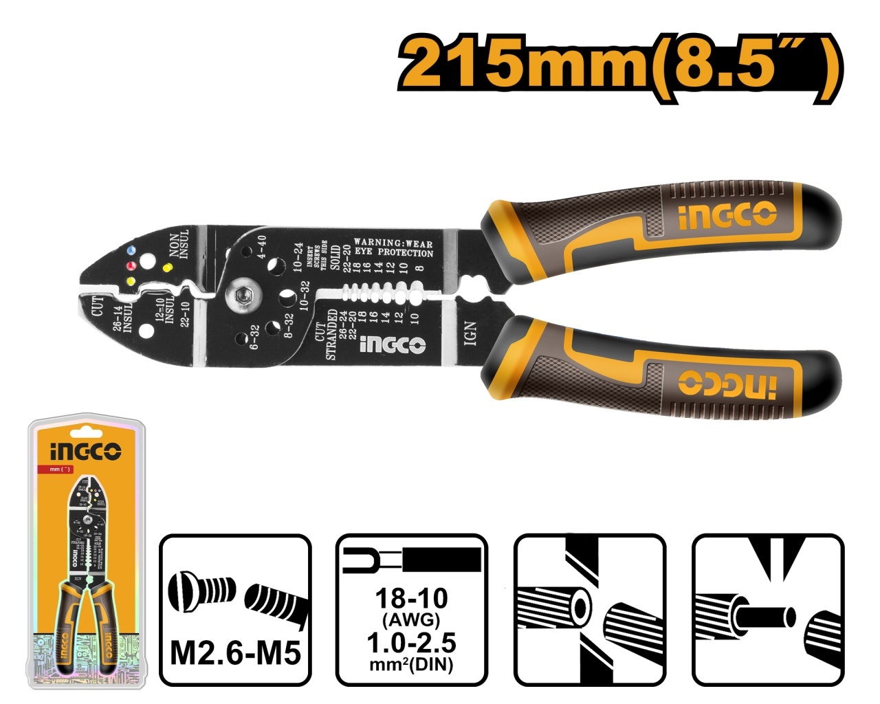 Cleste Pentru Sertizat Cablu (Decablator) INGCO HWSP851