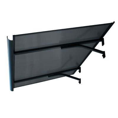 Copertină BODO PRO cu jgheab 120×90 cm din policarbonat – Negru/Antracit – Negru/Antracit
