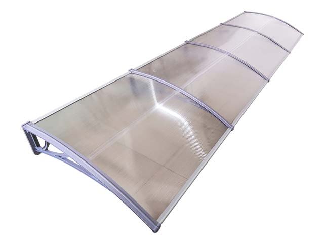 Copertină ECO 400×150 cm din policarbonat – Gri/Transparent – Gri/Transparent