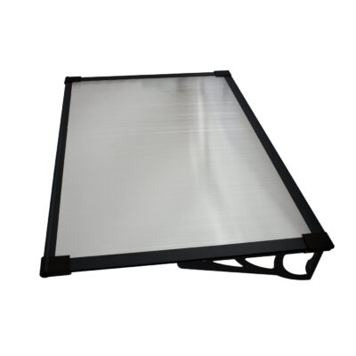 Copertină MAX PRO 120×80 cm din oțel, aluminiu și policarbonat – Negru/Transparent – Negru/Transparent