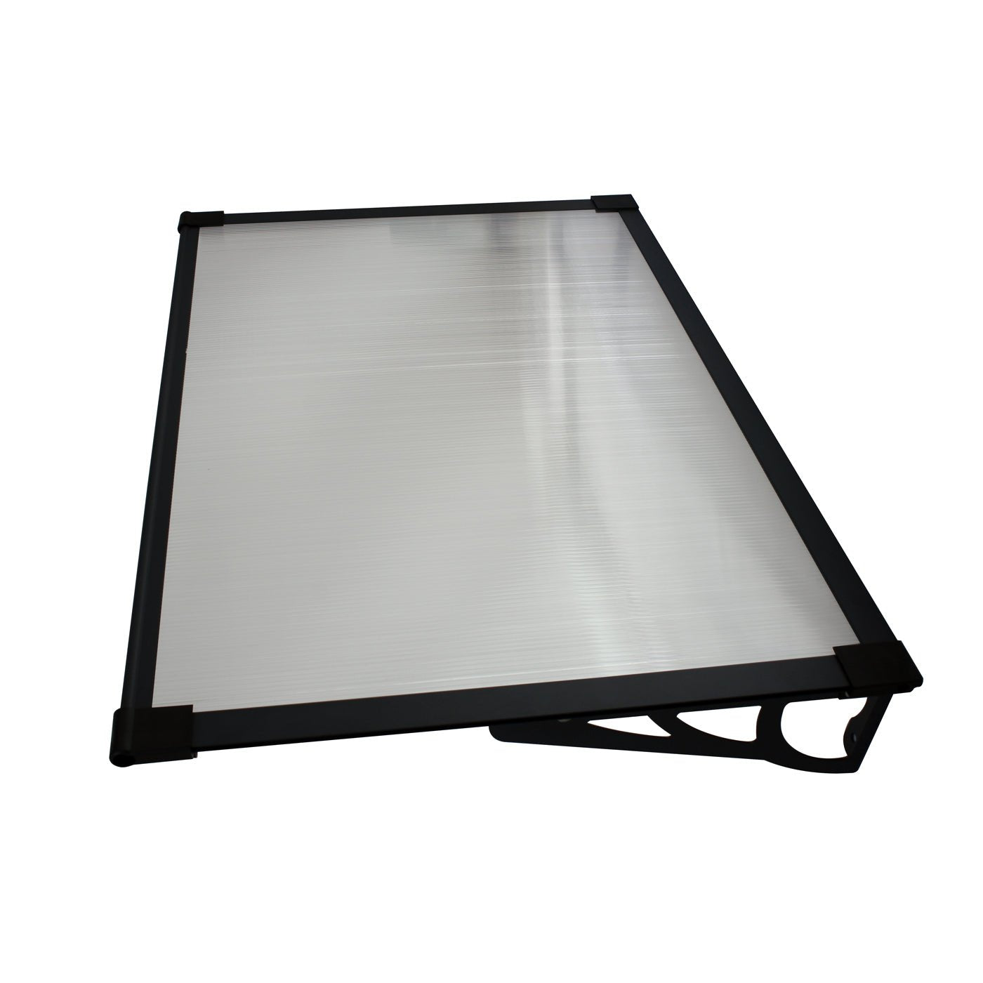 Copertină MAX PRO 120×80 cm din oțel, aluminiu și policarbonat – Negru/Transparent – Negru/Transparent