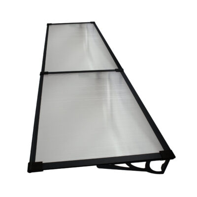Copertină MAX PRO 240×100 cm din oțel, aluminiu și policarbonat – Negru/Transparent – Negru/Transparent