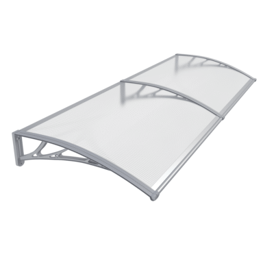 Copertină PREMIUM 150×100 cm, placă 6 mm dintr-o bucată – Gri/Transparent – Gri/Transparent