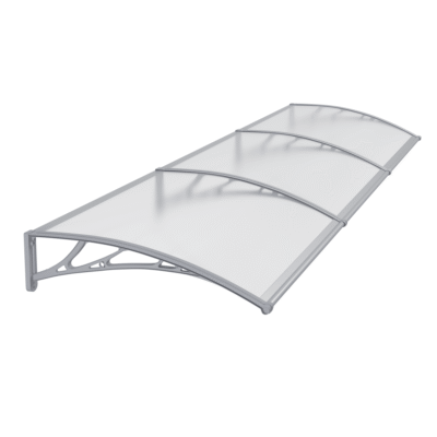 Copertină PREMIUM 300×100 cm, placă 6 mm dintr-o bucată – Gri/Transparent – Gri/Transparent