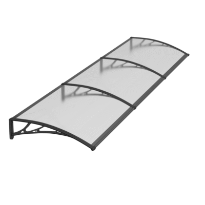 Copertină PREMIUM 360×80 cm, placă 6 mm dintr-o bucată – Negru/Transparent – Negru/Transparent