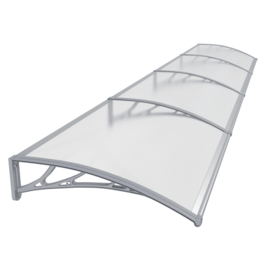 Copertină PREMIUM 400×80 cm, placă 6 mm dintr-o bucată – Gri/Transparent – Gri/Transparent