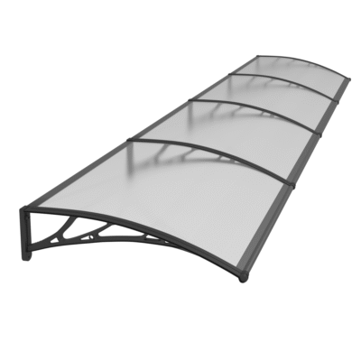 Copertină PREMIUM 400×80 cm, placă 6 mm dintr-o bucată – Negru/Transparent – Negru/Transparent