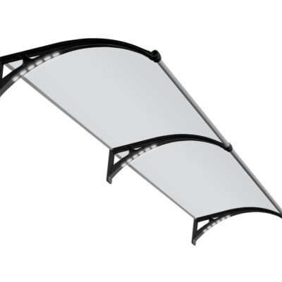 Copertină PREMIUM LUMI 300×100 cm cu senzor și panou solar – Gri/Transparent – Gri/Transparent