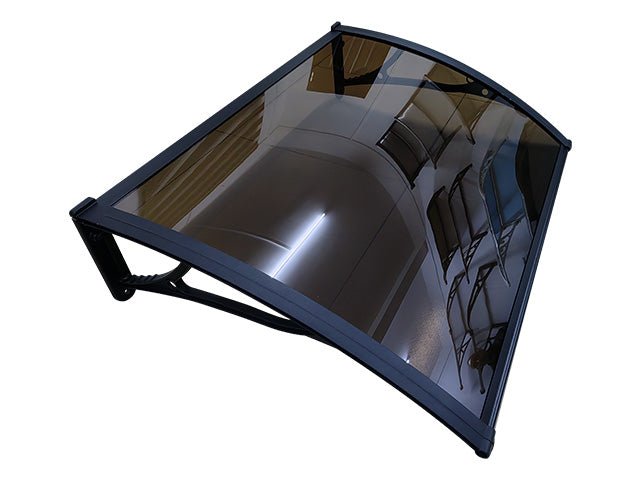 Copertină PRO 120×120 cm din aluminiu și plexiglas – Negru/Bronz – Negru/Bronz