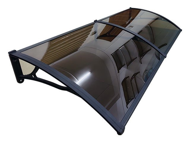 Copertină PRO 150×120 cm din aluminiu și plexiglas – Negru/Bronz – Negru/Bronz