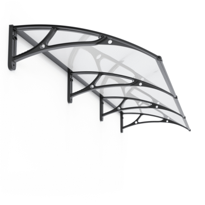 Copertină PRO 360×80 cm din aluminiu și plexiglas – Negru/Transparent – Negru/Transparent