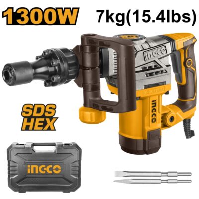 Demolator SDS HEX 1300W INGCO PDB130018 20J, ciocan demolator beton profesional cu dalti si cutie transport
