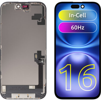 Display cu Touchscreen ZY pentru Apple iPhone 16, cu Rama, Versiune LCD In-Cell, Negru