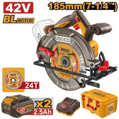 Fierastrau Circular 42V 185mm cu 2 Acumulatori