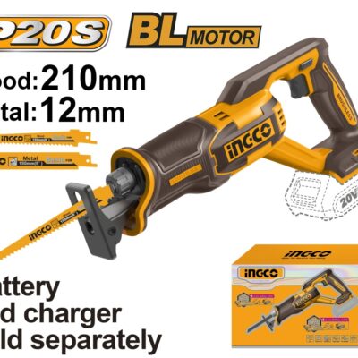 Fierastrau Sabie 20V Brushless INGCO CRSLI2108 pentru Lemn si Metal, Taiere Rapida, Fara Acumulator si Incarcator