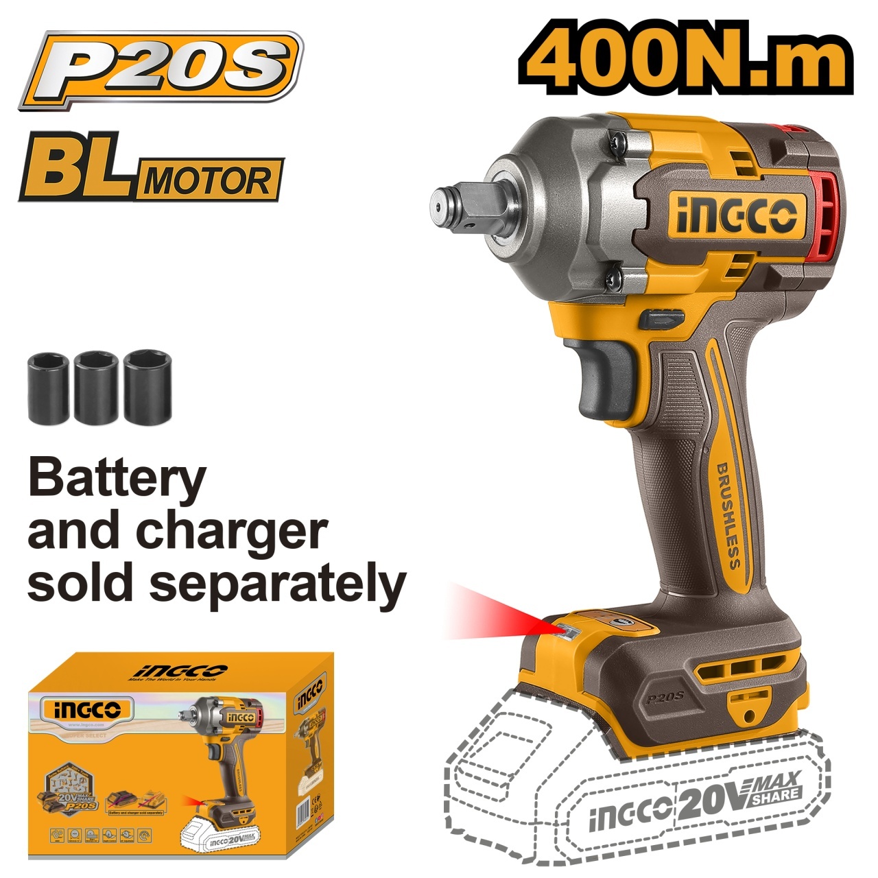 Filetanta 20V 1/2 400nm Fara baterie INGCO CIWLI20401