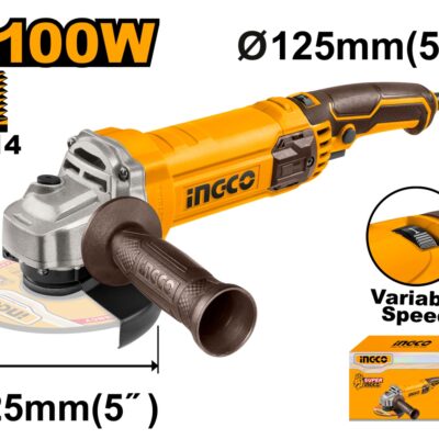 Flex Unghiular 125mm INGCO AG1100385E cu Turatie Variabila 5000-12000rpm, Motor 1100W pentru Taiere, Slefuire si Debavurare