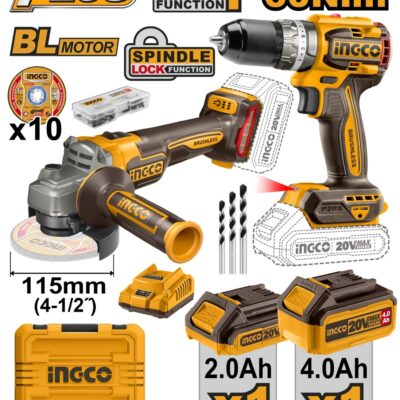 Flex Unghiular cu Bormasina 66Nm Set 2 Acumulatori INGCO CKLI20273E